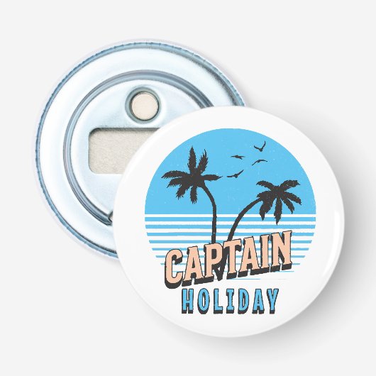 Kapitein Vakantie Button Flesopener (Voorkant)