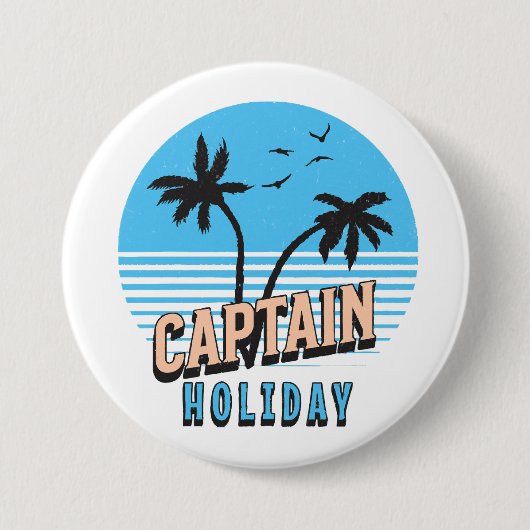 Kapitein Vakantie Ronde Button 7,6 Cm (Voorkant)