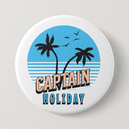 Kapitein Vakantie Ronde Button 7,6 Cm (Voorkant)