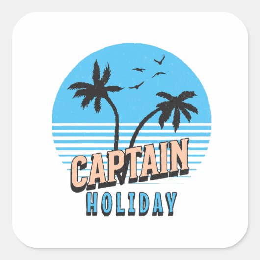Kapitein Vakantie Vierkante Sticker (Voorkant)