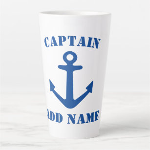 Kapitein van boot noemt nautische anker grote latt latte mok
