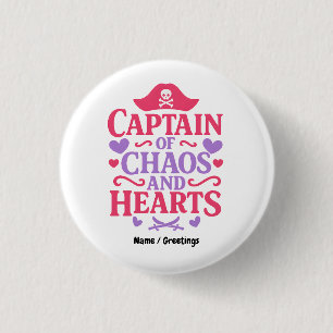Kapitein van Chaos en Piratenhart Grafisch Ronde Button 3,2 Cm