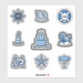 Kapitein van de Dag Blauw Gestreepte Verjaardagsst Sticker (Vel)
