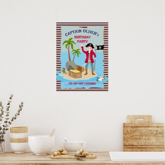 Kapitein van de Pirate Ship Verjaardagsgunsten Par Poster (Keuken)