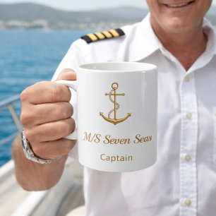 Kapitein van de witte gouden zeilboot koffiemok