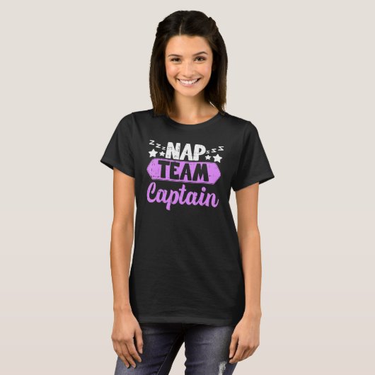 Kapitein van het Nap Team Funny Lazy I Love Nappin T-shirt (Voorkant volledig)