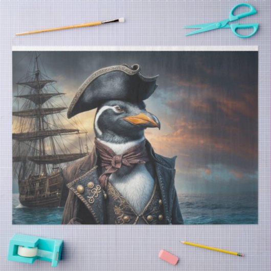 Kapitein van het pinguïnschip Decoupage | nautisch Tissuepapier (Craft)