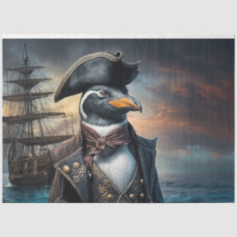 Kapitein van het pinguïnschip Decoupage | nautisch Tissuepapier