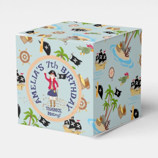 Kapitein van het Pirate Ship Verjaardagsfeest Bedankdoosjes (Voorkant Zijde)