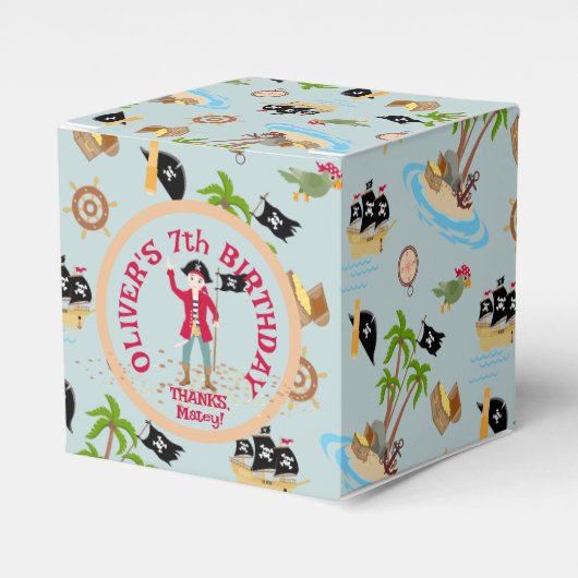 Kapitein van het Pirate Ship Verjaardagsfeest Bedankdoosjes (Voorkant Zijde)