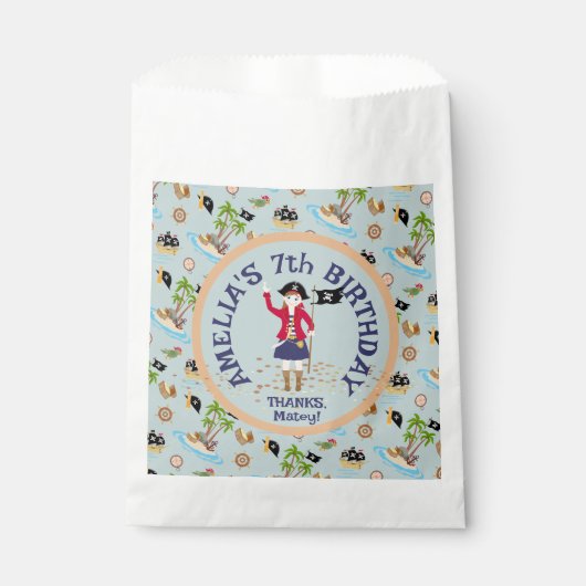 Kapitein van het Pirate Ship Verjaardagsfeest Bedankzakje (Voorkant)