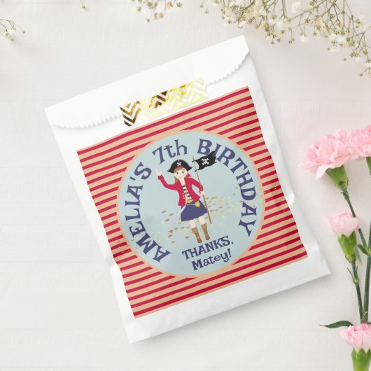 Kapitein van het Pirate Ship Verjaardagsfeest Bedankzakje (Gezegeld)
