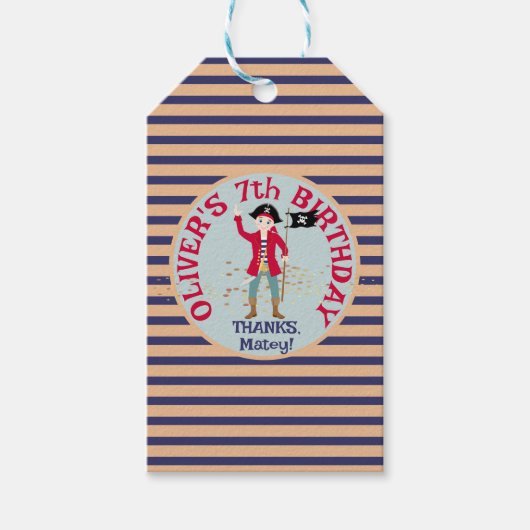 Kapitein van het Pirate Ship Verjaardagsfeest Cadeaulabel (Voorkant)