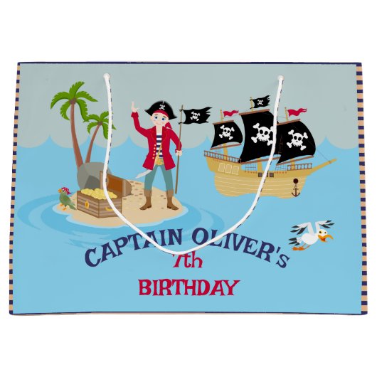Kapitein van het Pirate Ship Verjaardagsfeest Groot Cadeauzakje (Voorkant)