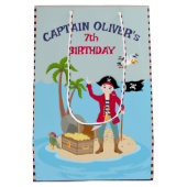Kapitein van het Pirate Ship Verjaardagsfeest Medium Cadeauzakje (Achterkant)