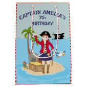 Kapitein van het Pirate Ship Verjaardagsfeest Medium Cadeauzakje (Achterkant)
