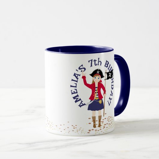 Kapitein van het Pirate Ship Verjaardagsfeest Mok (Voorkant rechts)