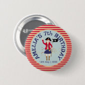 Kapitein van het Pirate Ship Verjaardagsfeest Ronde Button 5,7 Cm (Voorkant /achterkant)