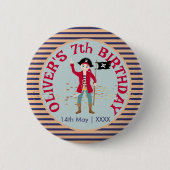 Kapitein van het Pirate Ship Verjaardagsfeest Ronde Button 5,7 Cm (Voorkant)