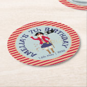 Kapitein van het Pirate Ship Verjaardagsfeest Ronde Kartonnen Onderzetter (Gebogen)