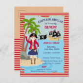Kapitein van het Pirate Ship Verjaardagsfeest Uitnodiging Briefkaart (Voorkant / Achterkant)