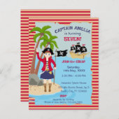 Kapitein van het Pirate Ship Verjaardagsfeest Uitnodiging Briefkaart (Voorkant / Achterkant)