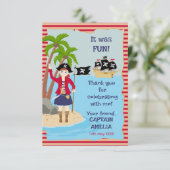 Kapitein van het Piratenschip Verjaardagsfeest Bedankkaart (Staand voorkant)