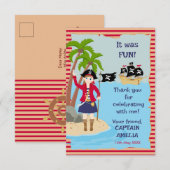 Kapitein van het Piratenschip Verjaardagsfeest Bedankkaart (Voorkant / Achterkant)