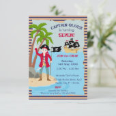 Kapitein van het Piratenschip Verjaardagsfeest Bedankkaart (Staand voorkant)