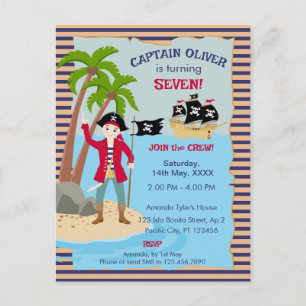 Kapitein van het Piratenschip Verjaardagsfeest Uitnodiging Briefkaart
