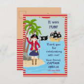 Kapitein van het Piratenschip Verjaardagsfeestje Bedankkaart (Voorkant / Achterkant)