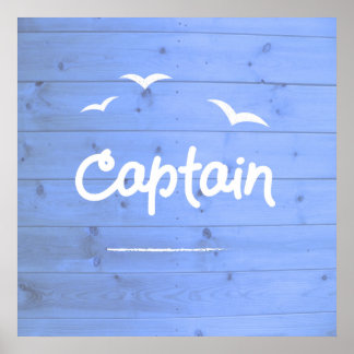 Kapitein van het "Ship Blue Sailing Beach House" Poster