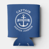 Kapitein verankert de naam van de grenzingsboot op blikjeskoeler (Achterkant)