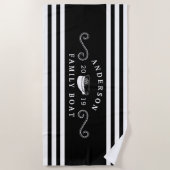 Kapitein voor bootstrating, zwart-wit strandlaken (Voorkant)