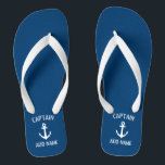 Kapitein voor de zeevaartvloot van de soort "Douan Teenslippers<br><div class="desc">Aangepaste teenslippers van de kapitein van de marine blauw en witte nautische ankerboot. Aangepaste strandslippers met scheepsanker logo. Maritieme sandalen voor zeezeilliefhebbers en zeilliefhebbers. kleur. Cool Birthday party gift of party-favoriet idee voor vrienden, vader, echtgenoot, oom, opa, trouwbruin en bruid, gasten, enz. Unieke maritieme en boende accessoires voor zomerbestemming of...</div>