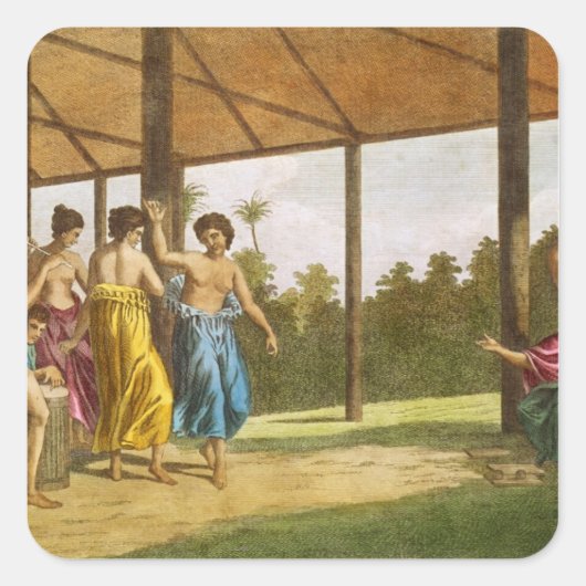 Kapitein Wallis, bij zijn aankomst in O'Taheite Vierkante Sticker (Voorkant)