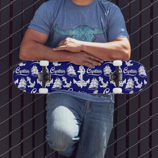 Kapitein Zeilboot Anker Scheepvaart Design Persoonlijk Skateboard (Buiten 3)