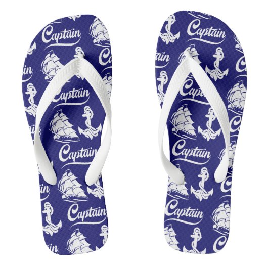 Kapitein Zeilboot Anker Scheepvaart Design Teenslippers (Voetbed)