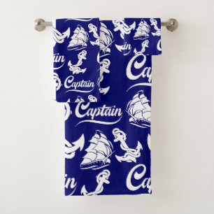 Kapitein Zeilboot Anker Zeevaart Design Bad Handdoek