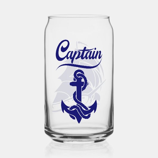 Kapitein Zeilboot Anker Zeevaart Design Blikvorm Glas (Voorkant)