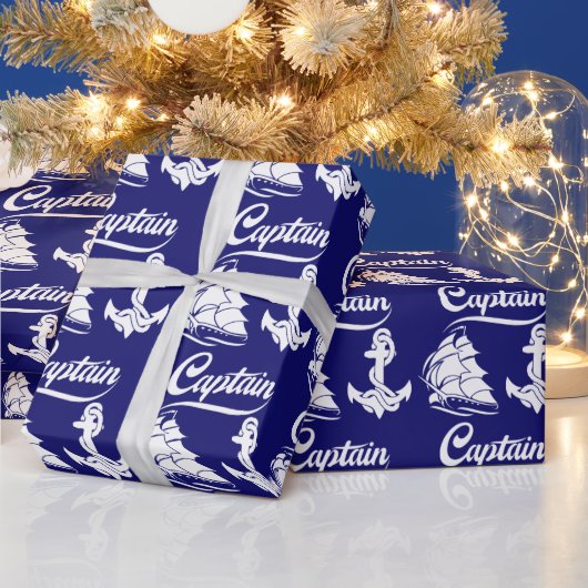 Kapitein Zeilboot Anker Zeevaart Design Cadeaupapier (Feestdagen)