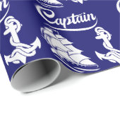 Kapitein Zeilboot Anker Zeevaart Design Cadeaupapier (Rol Hoek)