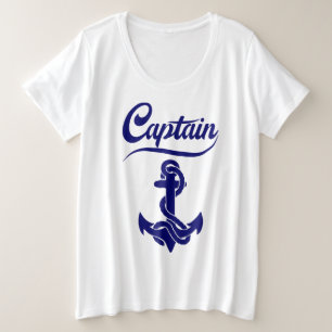 Kapitein Zeilboot Anker Zeevaart Design Grote Maat T-shirt