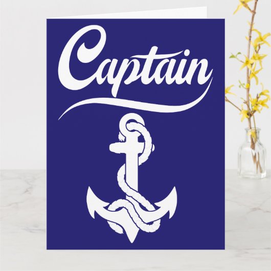 Kapitein Zeilboot Anker Zeevaart Design Kaart (Gele Bloem)