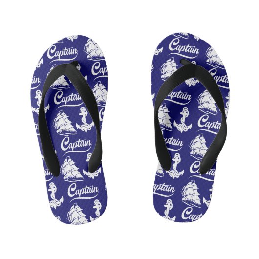 Kapitein Zeilboot Anker Zeevaart Design Kinder Teenslippers (Voetbed)