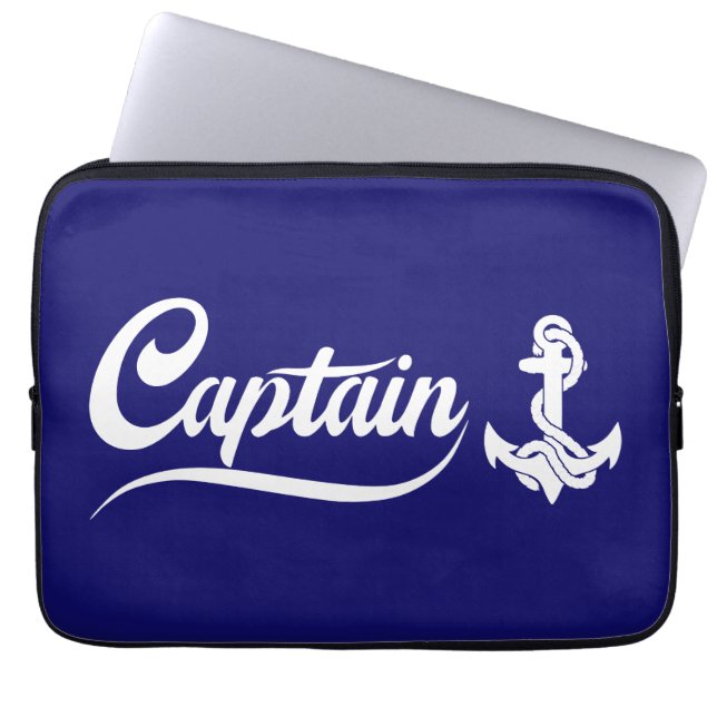 Kapitein Zeilboot Anker Zeevaart Design Laptop Sleeve (Voorkant)