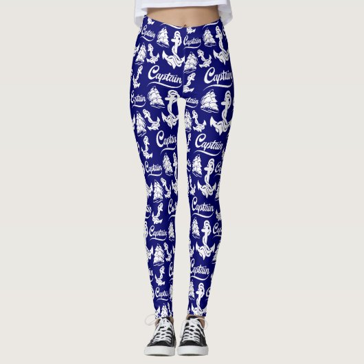 Kapitein Zeilboot Anker Zeevaart Design Leggings (Voorkant)