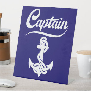 Kapitein Zeilboot Anker Zeevaart Design Reclamebord Met Voetstuk