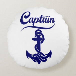 Kapitein Zeilboot Anker Zeevaart Design Rond Kussen