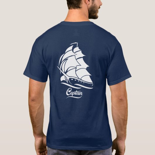 Kapitein Zeilboot Anker Zeevaart Design T-shirt (Achterkant)